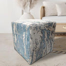 Square Ottoman - Bravo Grey-White - Height: 16" Length: 16" Width: 16"