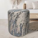 Round Ottoman - Bravo Grey-White - Height: 16" Diameter: 15"