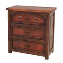 Copper Top Nightstand With Croc Print Leather Panel And Strap Detail