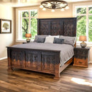 Carved Wooden King Bed With An Ombre Finish 84"L X 88"W X 84"H