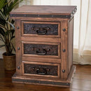 Drawer Nightstand W/Tooled Leather