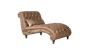 Tufted Chaise Lounge with Cowhide Trim