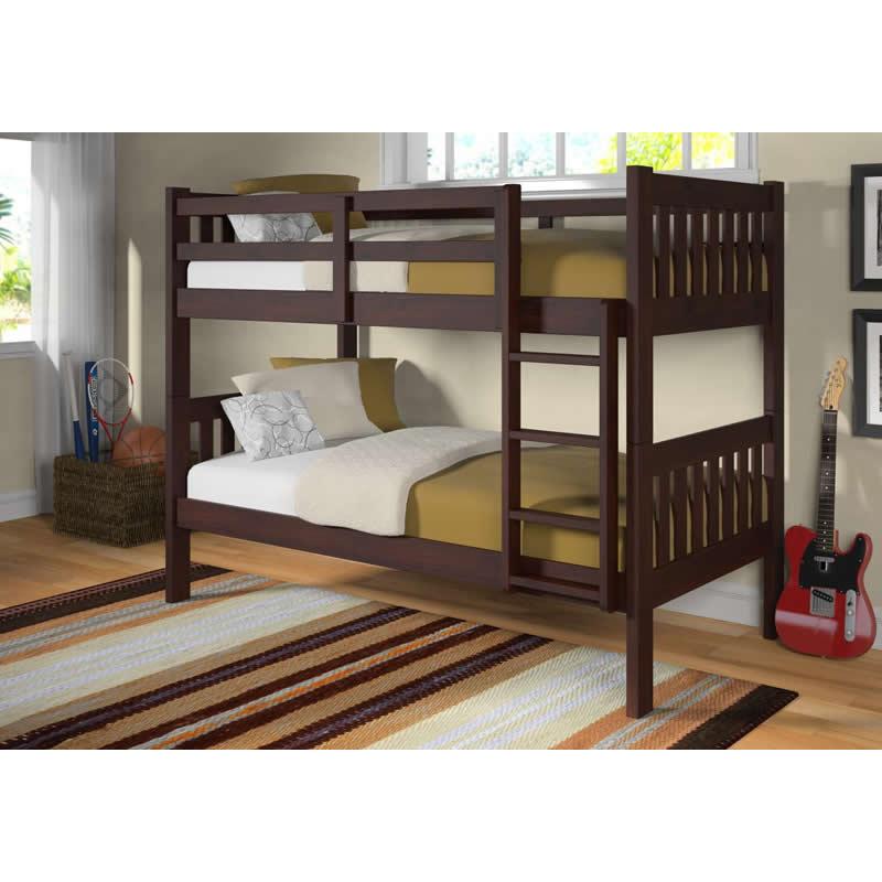 Donco Trading Company Kids Beds Bunk Bed 1010-CP Twin over Twin Mission style Bunk Bed IMAGE 1