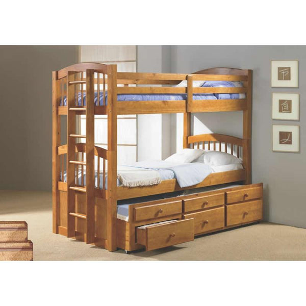 Donco Trading Company Kids Beds Bunk Bed 134-2H - Twin/Twin Angelica Captains Trundle Bunkbed IMAGE 1