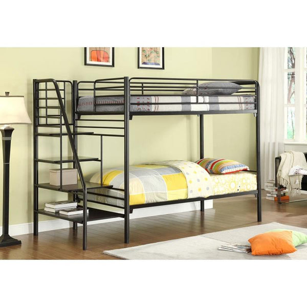 Donco Trading Company Kids Beds Bunk Bed 4503-5 Twin Over Twin Metal Stairway Bunk Bed IMAGE 1