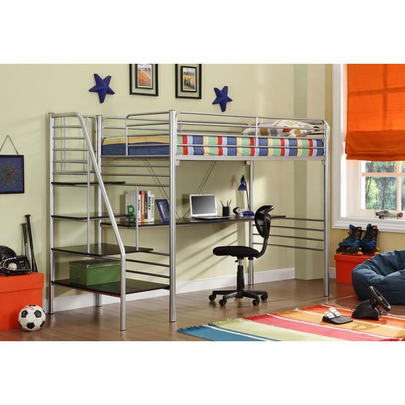 Donco Trading Company Kids Beds Loft Bed 4504-5 Twin Top w/ Metal Stairway Study Loft Bed IMAGE 1