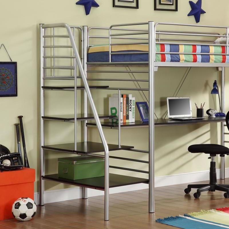 Donco Trading Company Kids Beds Loft Bed 4504-5 Twin Top w/ Metal Stairway Study Loft Bed IMAGE 2