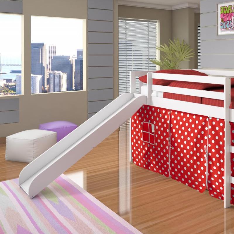 Donco Trading Company Kids Beds Loft Bed 750TW Twin Tent Loft Bed W/Slide Polka Dots IMAGE 2