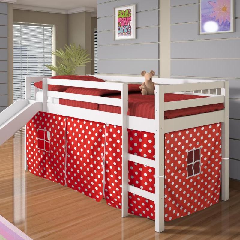 Donco Trading Company Kids Beds Loft Bed 750TW Twin Tent Loft Bed W/Slide Polka Dots IMAGE 3