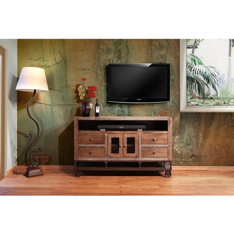 International Furniture Direct Urban Gold TV Stand with Cable Management IFD560STAND-62 IMAGE 1