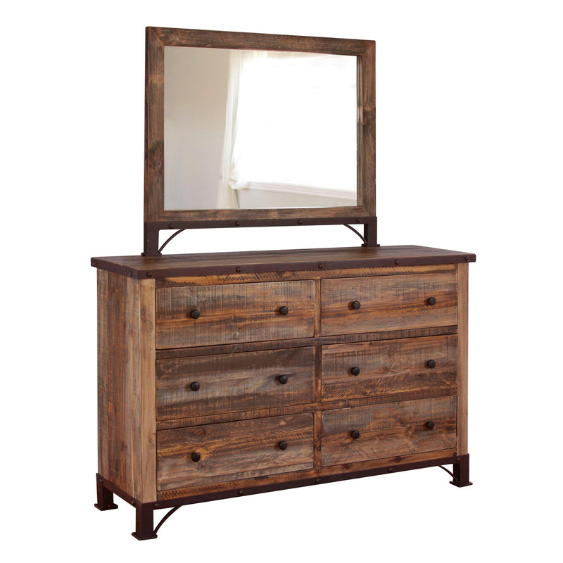 International Furniture Direct Antique Dresser Mirror IFD966MIRR IMAGE 2
