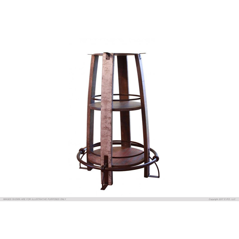 International Furniture Direct Round Antique Pub Height Dining Table with Pedestal Base IFD968BISTRO-B IMAGE 1