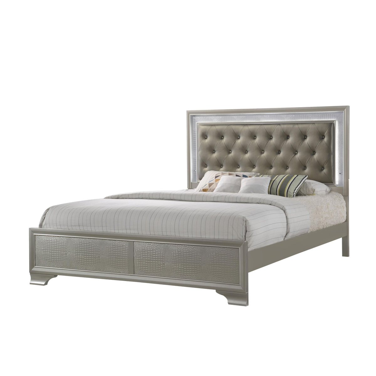 Crown Mark Lyssa King Upholstered Panel Bed B4300-K-HBFB