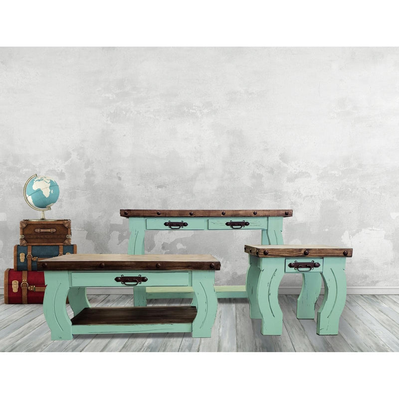 PFC Furniture Industries Antique Turquoise Sofa Table MT-CON9 IMAGE 2