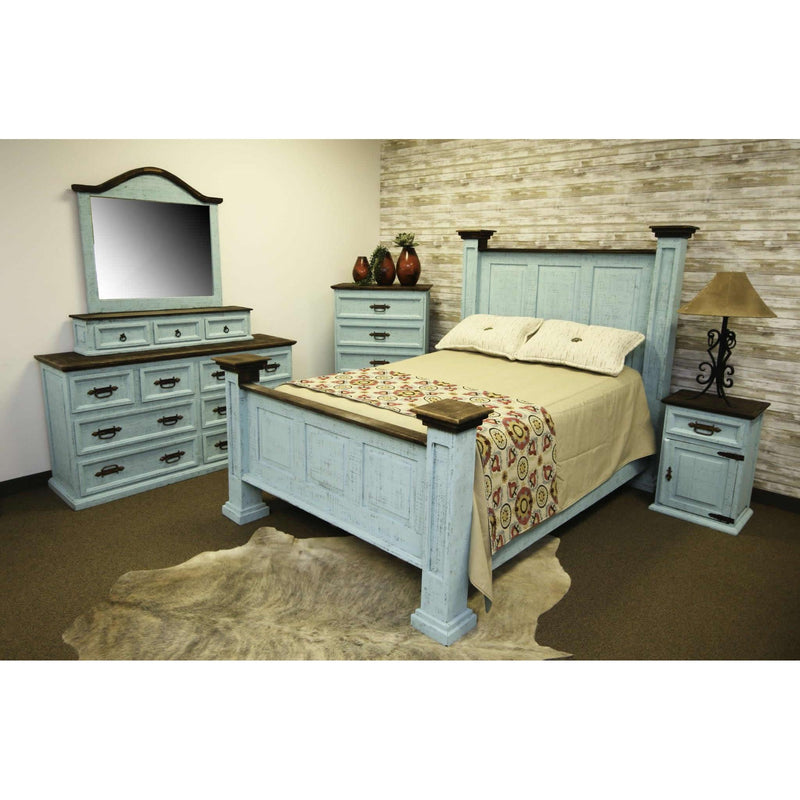 LMT Imports Turquoise Washed Queen Panel Bed VSERU-PT-CAM020Q TURQ IMAGE 2