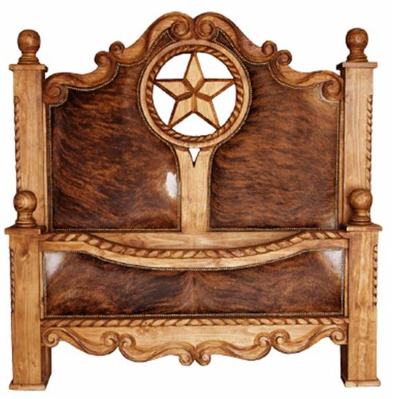 LMT Imports Rope and Star with Cowhide Bedroom Suite Queen Poster Bed ZLUNA-REC042 QUEEN IMAGE 1
