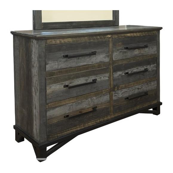 International Furniture Direct Loft Brown 6-Drawer Dresser IFD6441DSR IMAGE 1