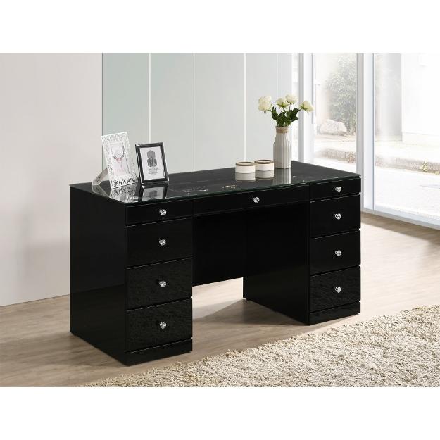 Crown Mark Avery 9-Drawer Vanity Table B4850BK-91-TOP/B4850BK-91-BASE IMAGE 1