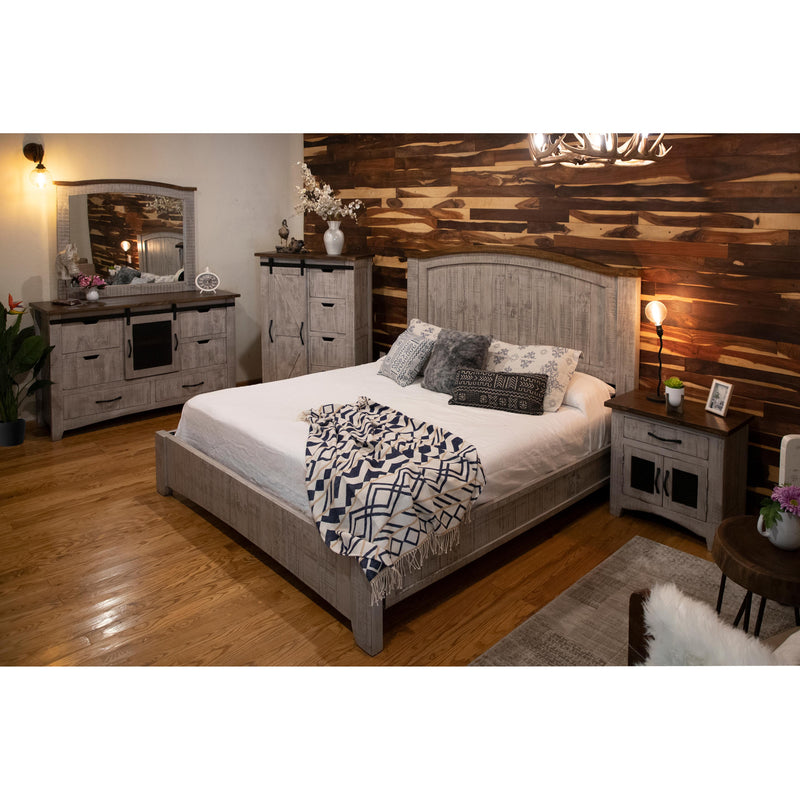 International Furniture Direct Pueblo Grey Queen Upholstered Panel Bed IFD3401HBDQE/IFD3401PLTQE IMAGE 2