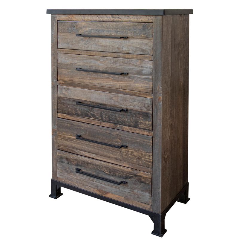 International Furniture Direct Antique Gray 5-Drawer Chest IFD9771CHT IMAGE 1