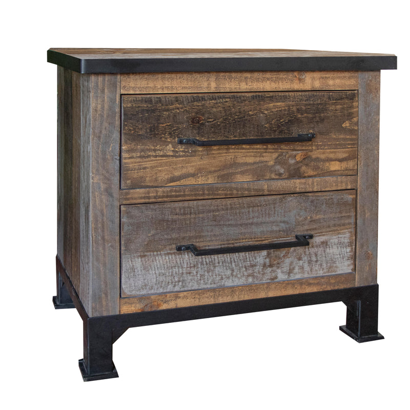International Furniture Direct Antique Gray 2-Drawer Nightstand IFD9771NTS IMAGE 1