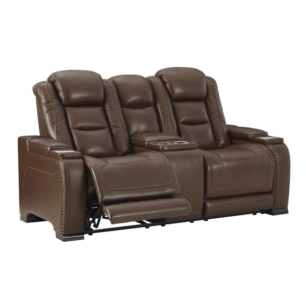 Signature Design by Ashley The Man-Den Power Reclining Leather Match Loveseat U8530618 IMAGE 1